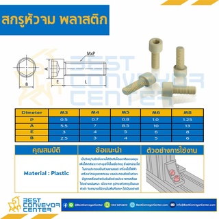 สกรูหัวจมพลาสติก M3,M4,M5 เกลียวตลอด