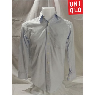 UNIQLO Brand_2nd hand (BK1) เสื้อเชิ้ตแขนยาว​ผ้าฝ้าย​ 💯​%/ Size S/สีฟ้าอ่อน/ แท้มือสองกระสอบนำเข้า​