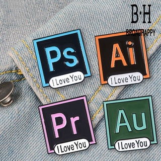 Bpth PS AI PR AU Photoshop Illustrator เข็มกลัด Pin I Love You ป้ายเคลือบปกเสื้อ