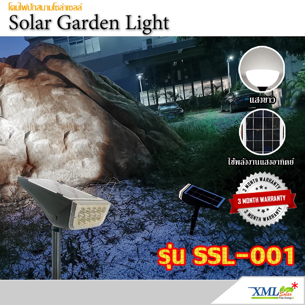 ภาพหน้าปกสินค้าสปอร์ตไลท์ปักสนามโซล่าเซลล์ รุ่น SSL-001 (เเสง : ขาว) โคมไฟพลังแสงอาทิตย์ ไฟโซล่าเซลล์ ไฟสนาม