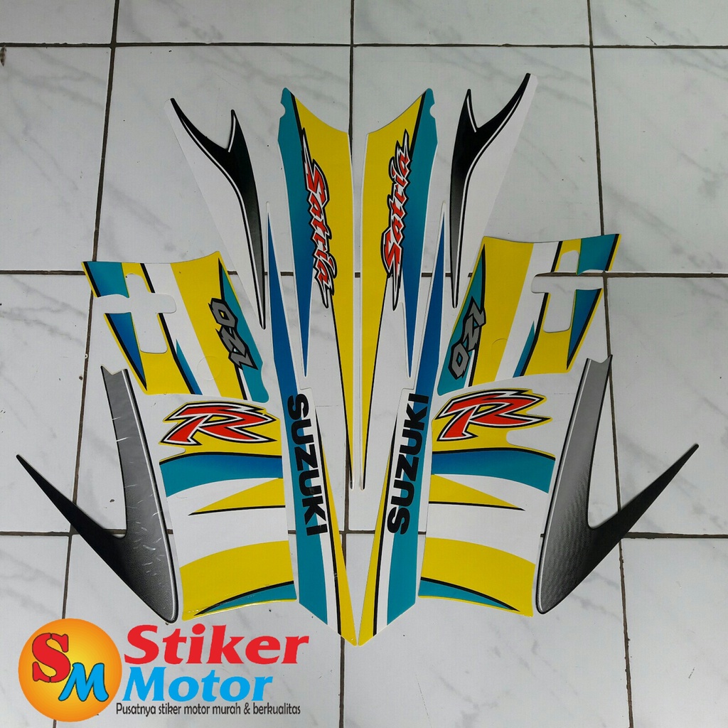 Putih Striping STICKER LIS LES BODY MOTOR SATRIA R120 2005 สีขาว-เหลือง ...