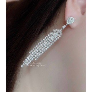 Diamond Earring ต่างหูเพชร ต่างหูออกงาน  ตกแต่งด้วยเพชร CZ แท้ งานสวยน่ารัก ดีไซส์เก๋มากๆค่ะ