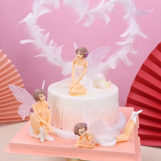 3 ชิ้น การ์ตูน ดอกไม้ นางฟ้า เค้ก ท็อปเปอร์ สีขาว สีชมพู สาว งานแต่งงาน งานเลี้ยงวันเกิด เค้ก ตกแต่ง เด็ก ตุ๊กตา ของเล่น อุปกรณ์