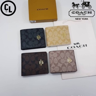 กระเป๋าสตางค์ Coach ผู้ชาย ขนาด 4.5 นิ้ว. ปั้มทุกจุด