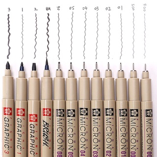Micron Needle Marker Pen 0.05 0.1 0.2 0.3 0.4 0.5 0.8 Brush Different Tip Black Fineliner Sketching Pen