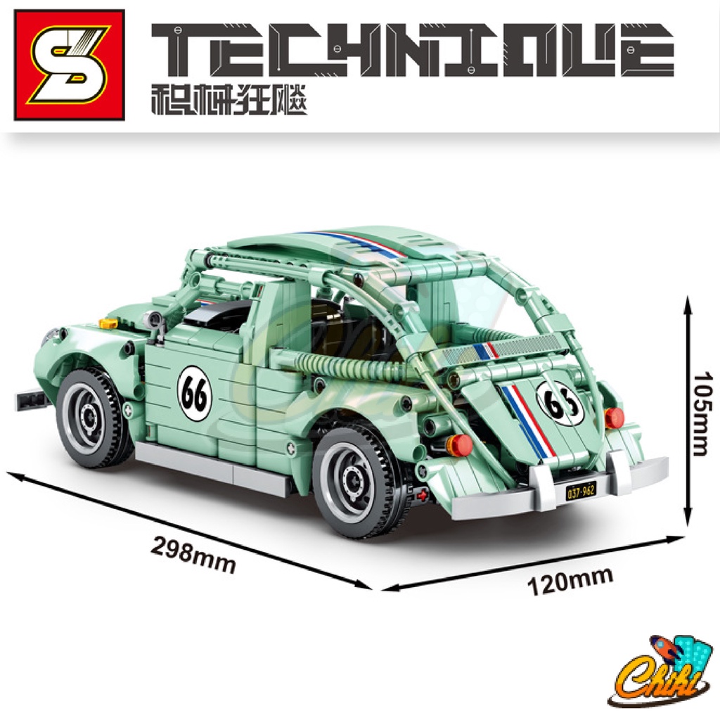 ชุดตัวต่อ-sy-block-volkswagen-sy8411-หมายเลข-66-รถเต่าสีเขียว-จำนวน-855-ชิ้น