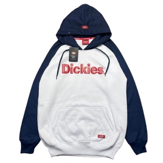 เสื้อกันหนาว มีฮู้ด พิมพ์ลายตัวอักษร DICKIES สีขาว และสีกรมท่า