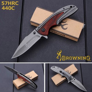 Browning Knife มีดสั้น มีดปา มีดเดินป่า Knives มีดต่อสู้ มีดพก มาพร้อมด้ามจับเหล็ก+ไม้ ดีไซน์สวย 89 มีดพก