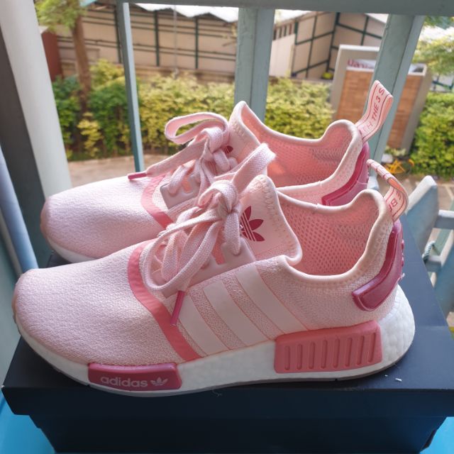 adidas gazelle silver green womens adidas NMD_R1 Shoes - Kids - Cloud White / Cloud White / Screaming Pink main image 0