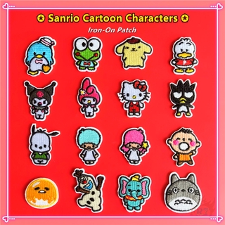 แผ่นแพทช์ลายการ์ตูน Sanrio Melody / Kuromi / Pom Pom Pom Purin / Bad Badtz-Maru / Pekkle / Tuxedo Sam Iron-On Patch 1 ชิ้นสําหรับติดตกแต่งเสื้อผ้า