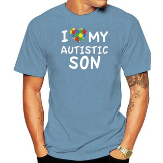 เสื้อยืดผ้าฝ้ายพรีเมี่ยม เสื้อยืด ผ้าฝ้าย พิมพ์ลาย I Love My Autistic Son Autism Awareness เหมาะกับของขวัญ 2022