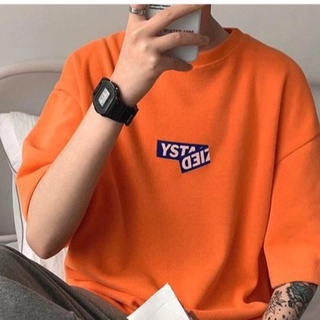 【M-3XL】เสื้อยืดแขนสั้นลําลอง ทรงหลวม สีส้ม สไตล์วินเทจ อเมริกัน แฟชั่นฤดูร้อน สําหรับผู้ชาย และผู้หญิง 2023