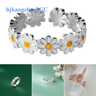 Bjkangzheng แหวนแฟชั่น ลายดอกเดซี่ ดอกทานตะวัน ใบไม้ ผีเสื้อ สไตล์เกาหลี ปรับได้ ของขวัญ สําหรับผู้หญิง งานแต่งงาน ปาร์ตี้ เครื่องประดับ