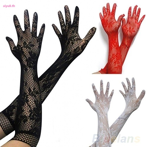ภาพหน้าปกสินค้าถุงมือผู้หญิงเซ็กซี่ลูกไม้ Opear / ถุงมือยาว - ดําสีขาวสีแดง