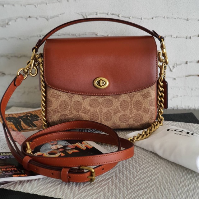 Coach Cassie Crossbody 19 In Signature Canvas Style No. 89089 B4/Tan Rust Shopee Thailand