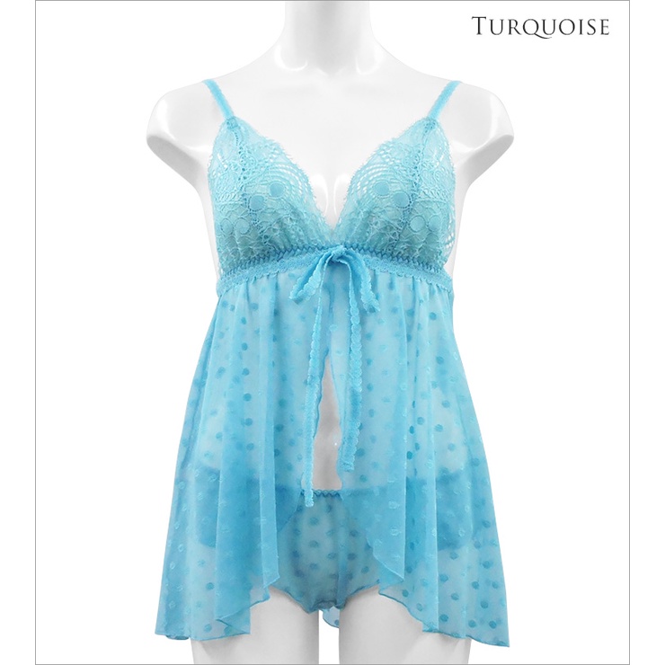 annebra-ชุดนอนสายเดี่ยว-ผ้าลูกไม้-พร้อมกับกางเกงเข้าเซ็ต-lace-babydoll-set-รุ่น-an8-689-สีฟ้า-สีดำ