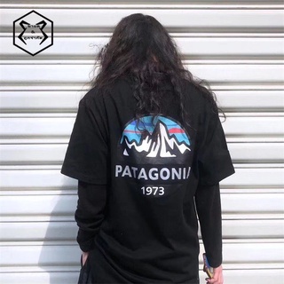 Patagonia / Batago Nia Snow Mountain เสื้อยืดลําลองแฟชั่นสําหรับผู้ชายผู้หญิงแขนสั้น 1973 Ins