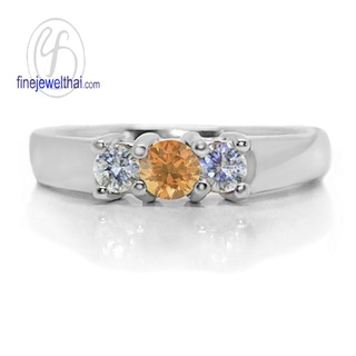 Finejewelthai-แหวนบุษราคัม-แหวนเงินแท้-แหวนพลอยแท้-Yellow-Sapphire-Silver-Ring-R1012yl (เลือกสีตัวเรือนได้)