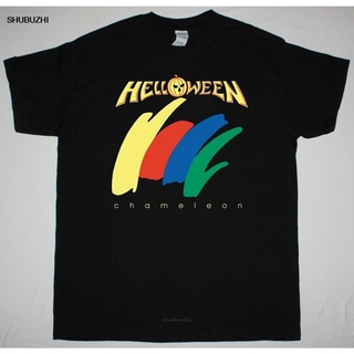 [100% Cotton] เสื้อยืด ผ้าฝ้าย พิมพ์ลาย HELLOWEEN Chameleon HEAVY METAL MICHAEL KISKE สีดํา แฟชั่นฤดูร้อน สําหรับผู้ชาย