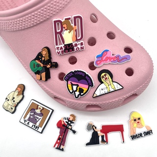 Jibits Croc Charm Taylor Swift น่ารัก จี้รองเท้า Jibitz Pin สีแดง Croc Jibbits สําหรับเด็ก เครื่องประดับตกแต่งรองเท้า