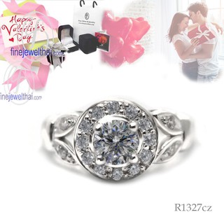 Finejewelthai-แหวนวินเทจ-แหวนเพชรCZ-แหวนเงินแท้-Vintage-Diamond CZ-Silver-Ring - Valentine Gift96