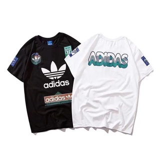 ล่าสุด รุ่นหลวม adidas เสื้อยืดเกาหลีเดผู้ชายแฟชั่น รูปแบบของหญิงสาว แขนสั้น เสื้อยืด 2สี ผ้าฝ้าย 100% เสื้อยืดผู้ชาย เส