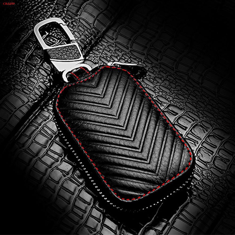 เคสกระเป๋าหนังสีดำสำหรับใส่กุญแจรถยนต์