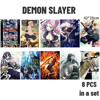 [8 ในเซต 42*29] DEMON SLAYER ดาบพิฆาตอสูร |โปสเตอร์วอลเปเปอร์ ลายการ์ตูนอนิเมะ ขนาด . สําหรับตกแต่งผนัง ห้องนั่งเล่น