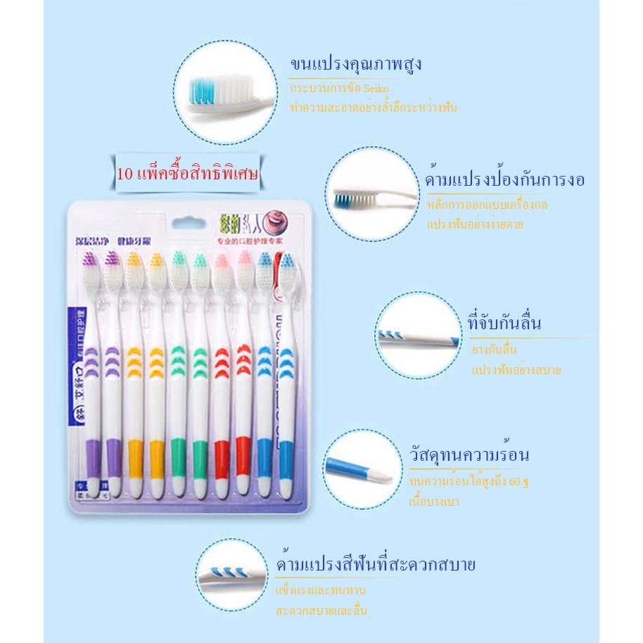 แปรงสีฟันบลัชมี-แปรงสีฟัน-แปรงสีฟันขนนุ่ม-brushme-toothbrush-10ด้าม-รุ่น