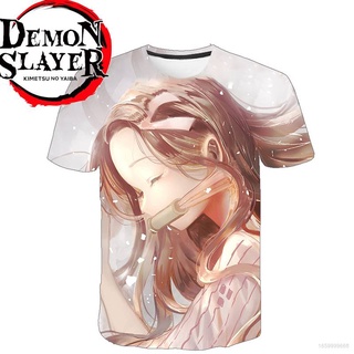 Yb1 เสื้อยืดแขนสั้นลําลอง ทรงหลวม พิมพ์ลายอนิเมะ Demon Slayer Kimetsu No Yaiba พลัสไซซ์ BY1