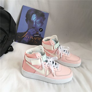 🔥Hot Sale Air Force One Cherry Blossom Powder aj sports high-top shoes female ins macaron 2020 new Trend shoes all-matc