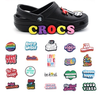 ใหม่ จี้ PVC รูปตัวอักษรภาษาอังกฤษ สําหรับตกแต่งรองเท้า Crocs DIY