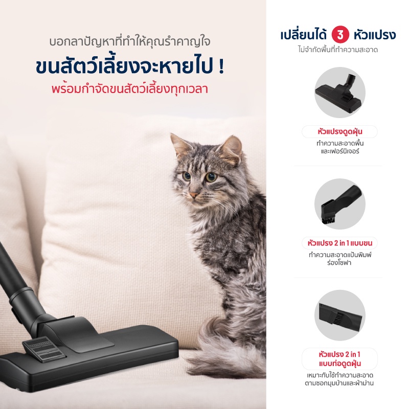 เกี่ยวกับสินค้า Alectric เครื่องดูดฝุ่น แบบถุงเก็บฝุ่น 1.8 ลิตร 1200 วัตต์ รุ่น 2V รับประกัน 3 ปี (Box Damage)