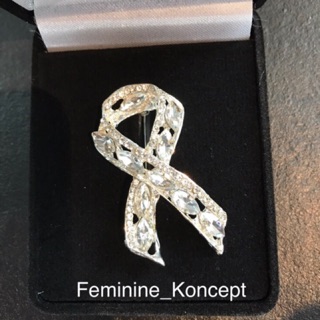 Feminine_Koncept พร้อมส่ง !! เข็มกลัด โบว์ไขว้ คริสตัล