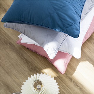 【บลูไดมอนด์】Cotton Pillow Pillow Core Anti-Mite and Anti-Bacterial Moisture Wicking Feather Velvet Quilted Large Plaid P