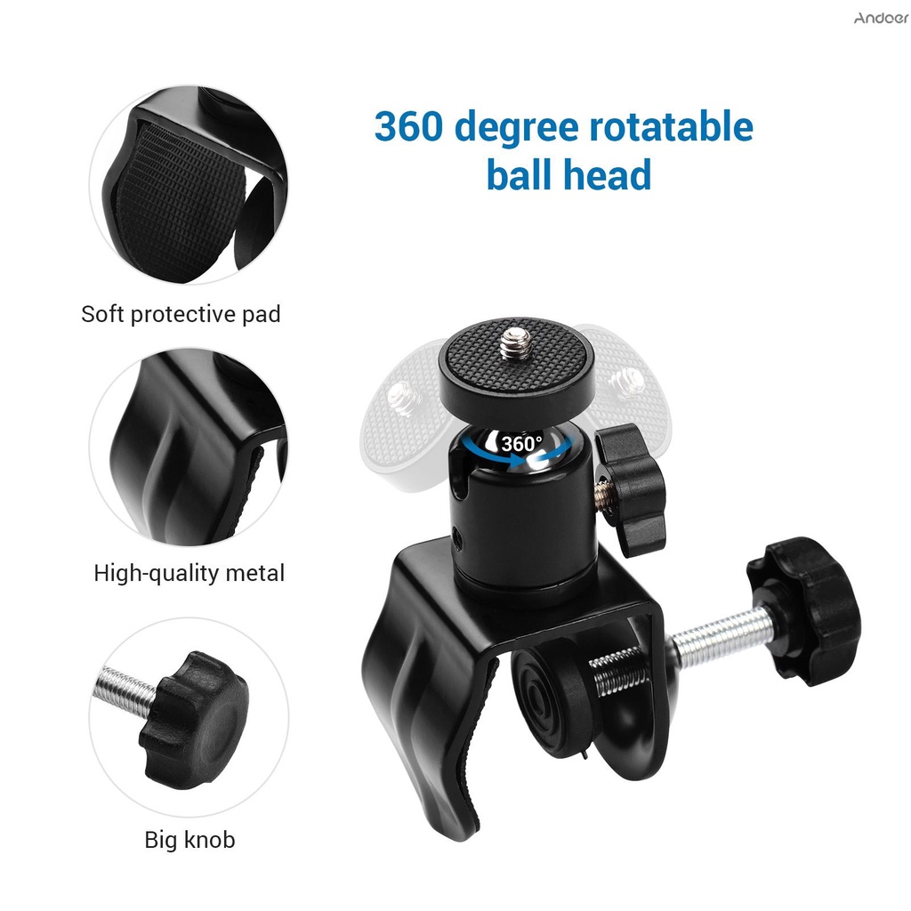 andoer-อุปกรณ์เมาท์ขาตั้ง-u-shaped-พร้อมหัวลูกบอลหมุนได้สําหรับไมโครโฟนกล้อง-led