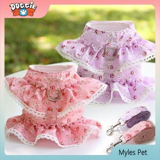 ★〓Myles Pet〓★ เชือกจูงลายดอกไม้ลูกไม้ขนาดเล็กสําหรับสัตว์เลี้ยงสุนัขแมวฤดูใบไม้ผลิฤดูใบไม้ผลิ