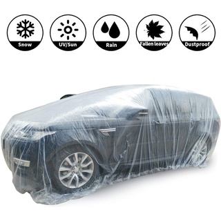 ราคาและรีวิวผ้าคลุมรถ แบบพลาสติกใส กันน้ำ100% กันฝน กันฝุ่น ถุงคลุมรถ คลุมรถ ผ้าคลุมรถยนต์ ผ้าคลุมกะบะ 1ชิ้น