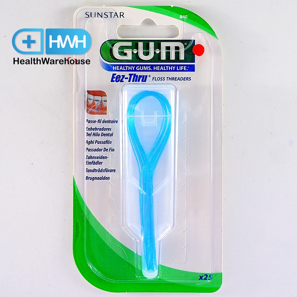 Sunstar GUM EezThru Floss Threaders ห่วงร้อยนำไหมขัดฟัน 25 เส้น ห่วงนำ