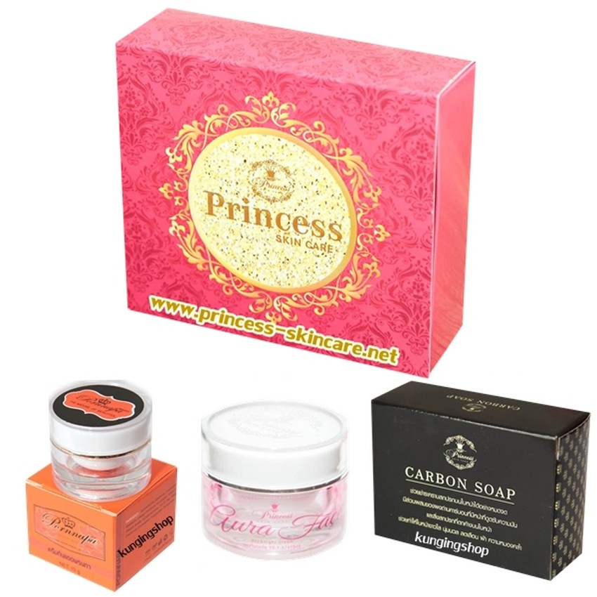 princess-skin-care-แพ็คเกจใหม่ล่าสุด-1-ชุด-ครีมหน้าเงา-ครีมกันแดดพรนภา-สบู่คาร์บอน