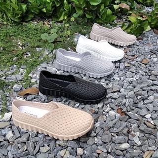 สินค้า Sportshoes2020รองเท้าคัชชูยางลายสานBAZUOรองเท้าสู้ฝนผลิตในไทย#36-41size#สีมาใหม่ กะปิ กรม น้ำตาลเข้ม