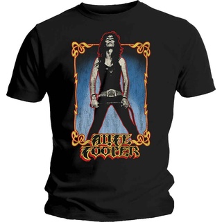 เสื้อยืด พิมพ์ลายกราฟฟิค Alice Cooper Whip Washed สําหรับผู้ชายS-5XL