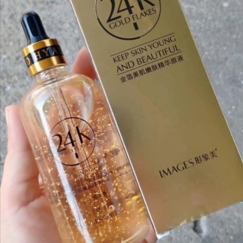 24k-gold-flakes-เซรั่มบำรุงผิว-เซรั่มทองคำ-100ml-หน้าขาวใส-ผิวเรียบเนียน-ลดริ้วรอย-ทองคำละลายเข้าผิว