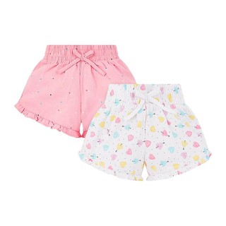 Mothercare [2 ชิ้น] กางเกงขาสั้น เด็กผู้หญิง สีขาวลายหัวใจ และสีชมพูลายจุด heart and spot shorts - 2 pack