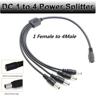 DC 1 to 4 Power Split Splitter Cable 5.5*2.1mm ( 1 Female to 4  Male Output Power Splitter Cable ) For LED Strip CCTV