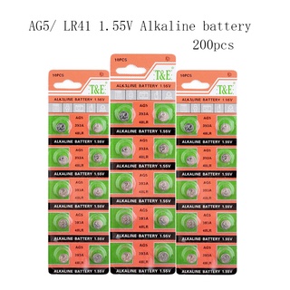 200pcs AG5 60mAh AG 5 1.55V Alkaline Button Battery LR754 393 SR754 193 393A 48LR G5A Cell Coin Batteries For Watch Toys