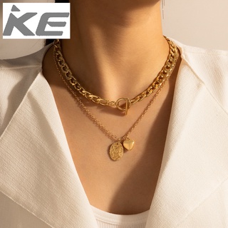 Necklace Love disc thick chain heavy metal punk multi-clavicle chain female for girls for wome