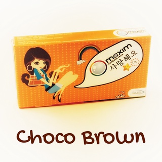 Maxim คอนแทคเลนส์สี Choco Brown แบบรายเดือน กล่องส้ม