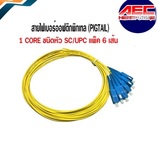 สายไฟเบอร์ออฟติกพิกเทล (Pigtail) 1 Core ชนิดหัว SC/UPC แพ็ค 6 เส้น /sc14