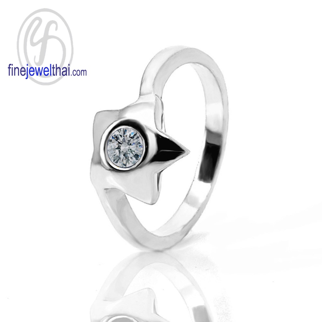 finejewelthai-แหวน-แหวนเพชร-เพชรcz-แหวนหมั้น-แหวนแต่งงาน-diamond-cz-silver-couple-ring-r1032cz